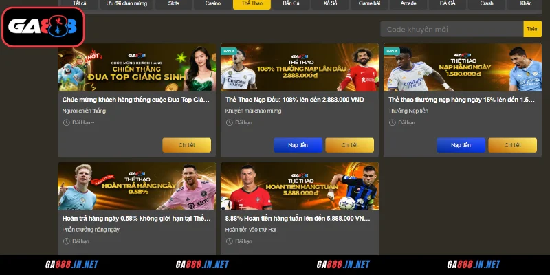 Khuyến Mãi GA888 - Săn Thưởng Mỗi Ngày, Nhận Quà Cực Đã 3 Khuyến mãi GA888 thể thao